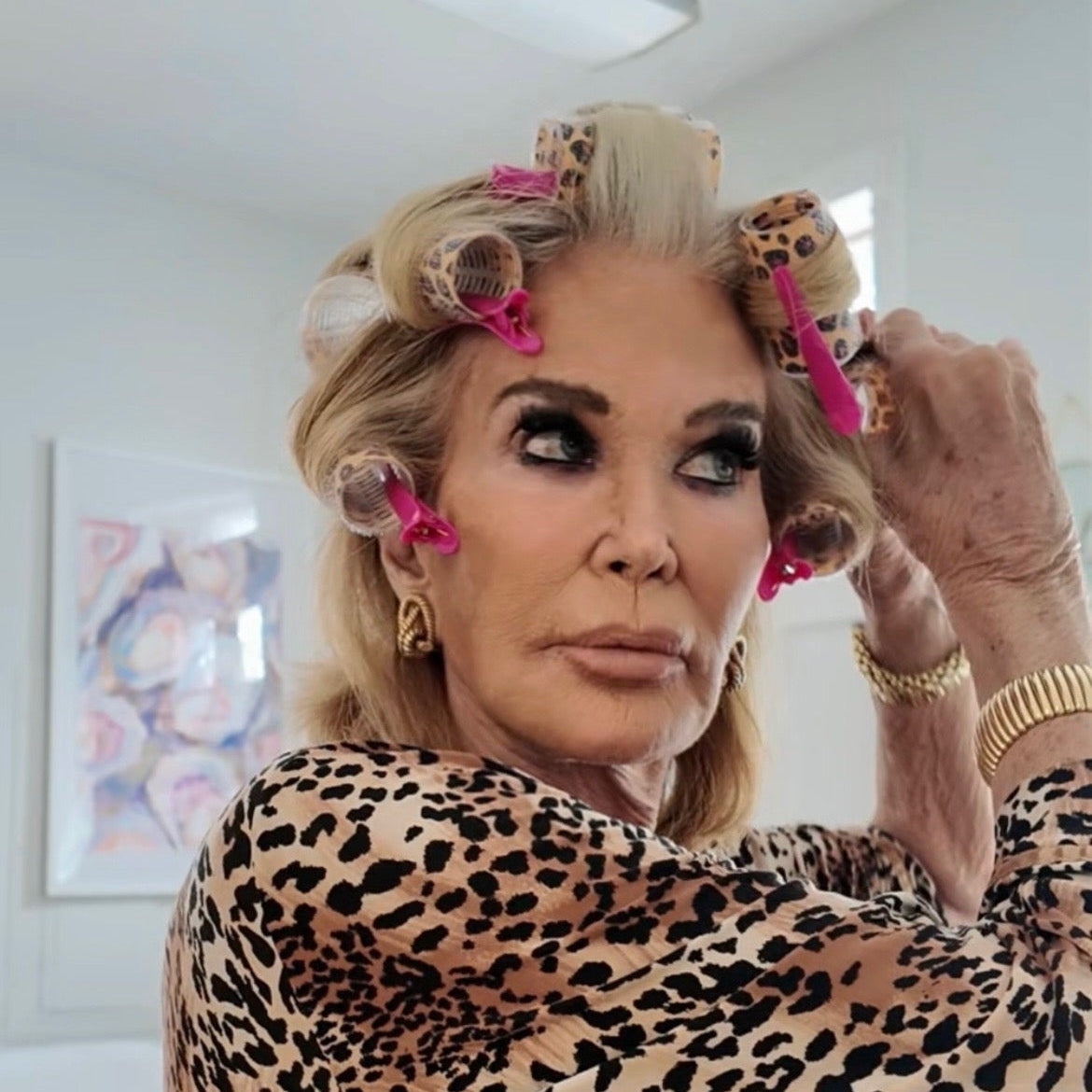 Animal print hair rollers