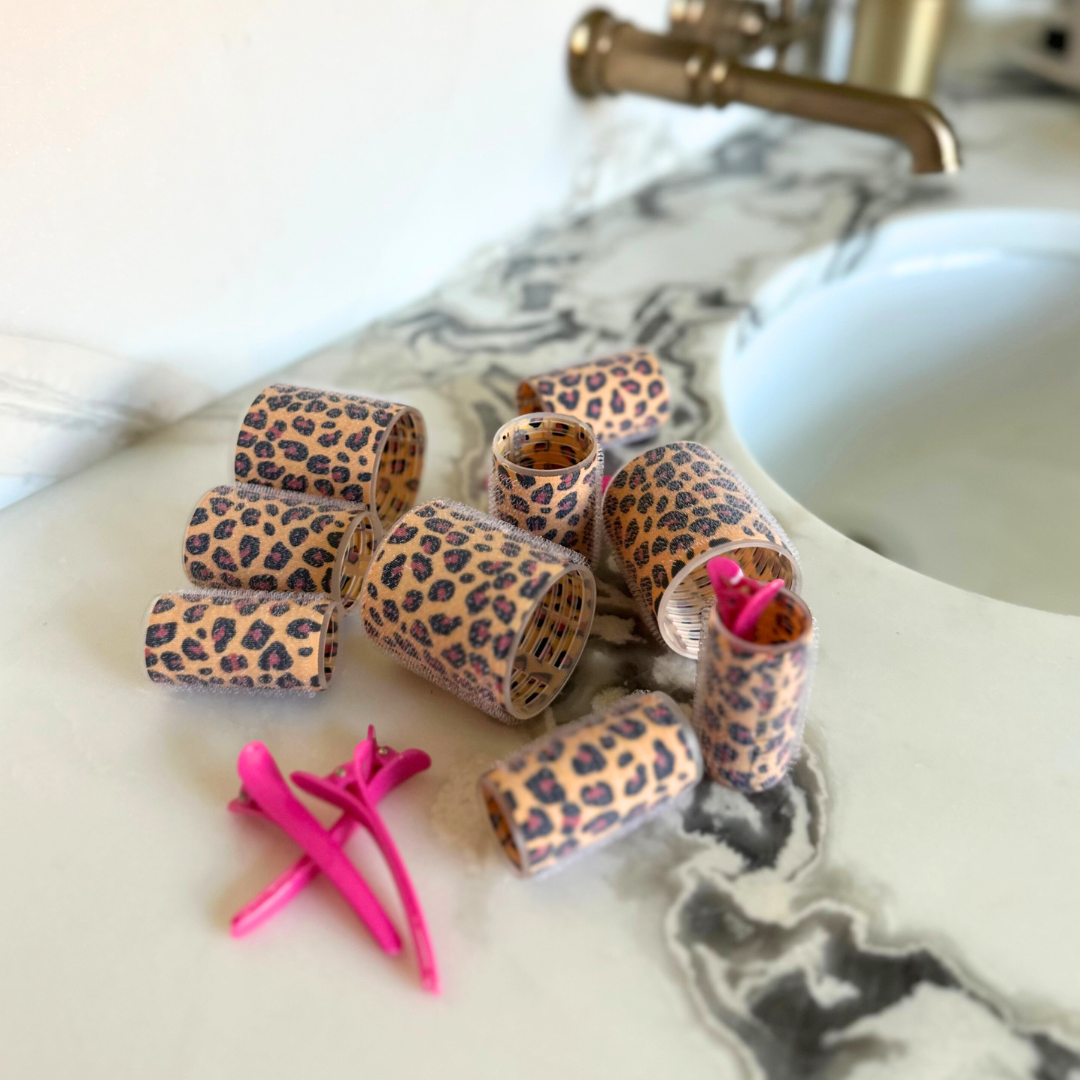 Animal print hair rollers